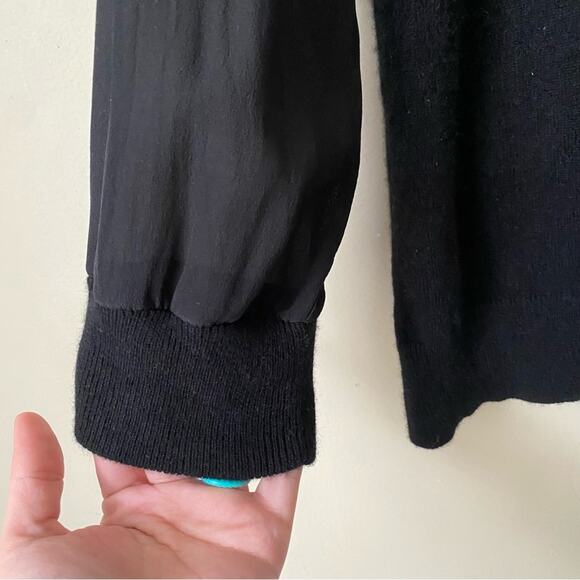 Magaschoni | Cashmere Silk Mixed Media V-neck Sweater Pullover Casual Black XL - Picture 6 of 8